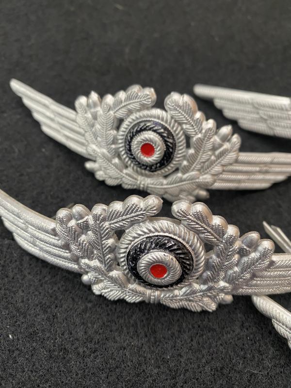 5 X WW2 GERMAN LUFTWAFFE ALUMINIUM WREATH AND COCKADE
