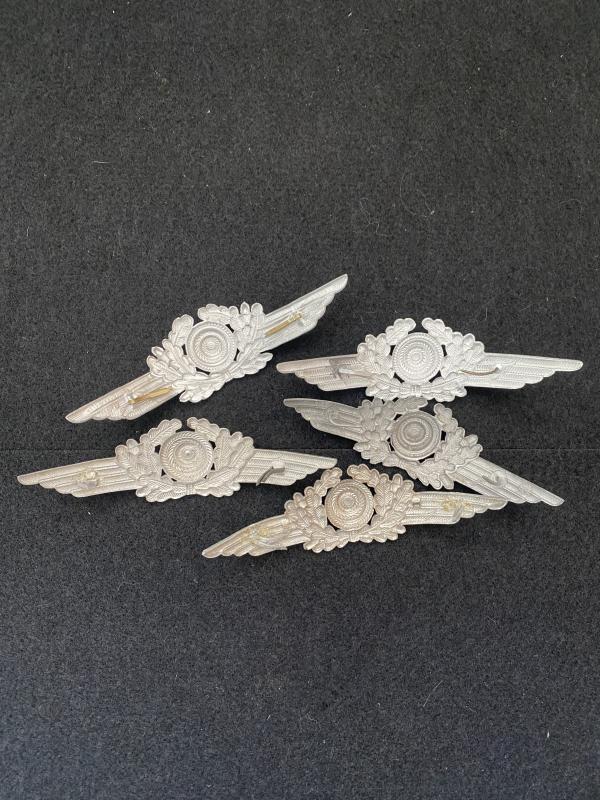 5 X WW2 GERMAN LUFTWAFFE ALUMINIUM WREATH AND COCKADE