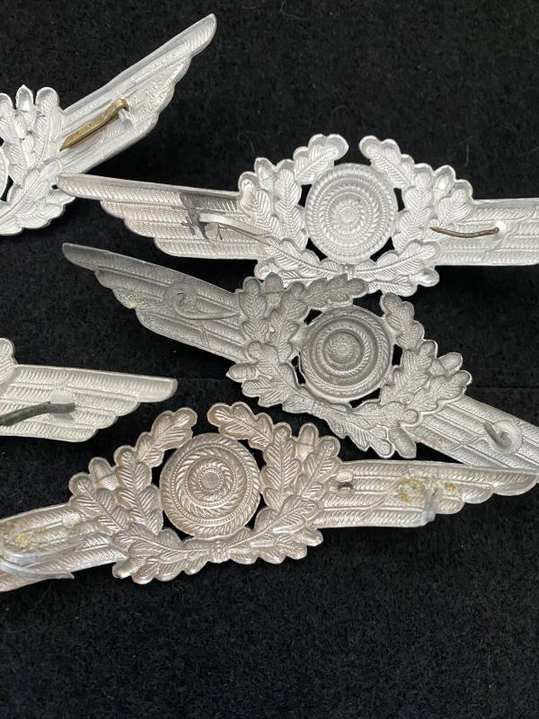 5 X WW2 GERMAN LUFTWAFFE ALUMINIUM WREATH AND COCKADE