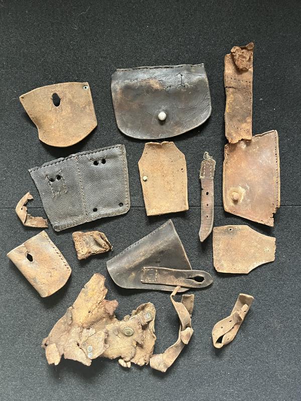 ASSORTED LOT OF WW2 LEATHER PARTS