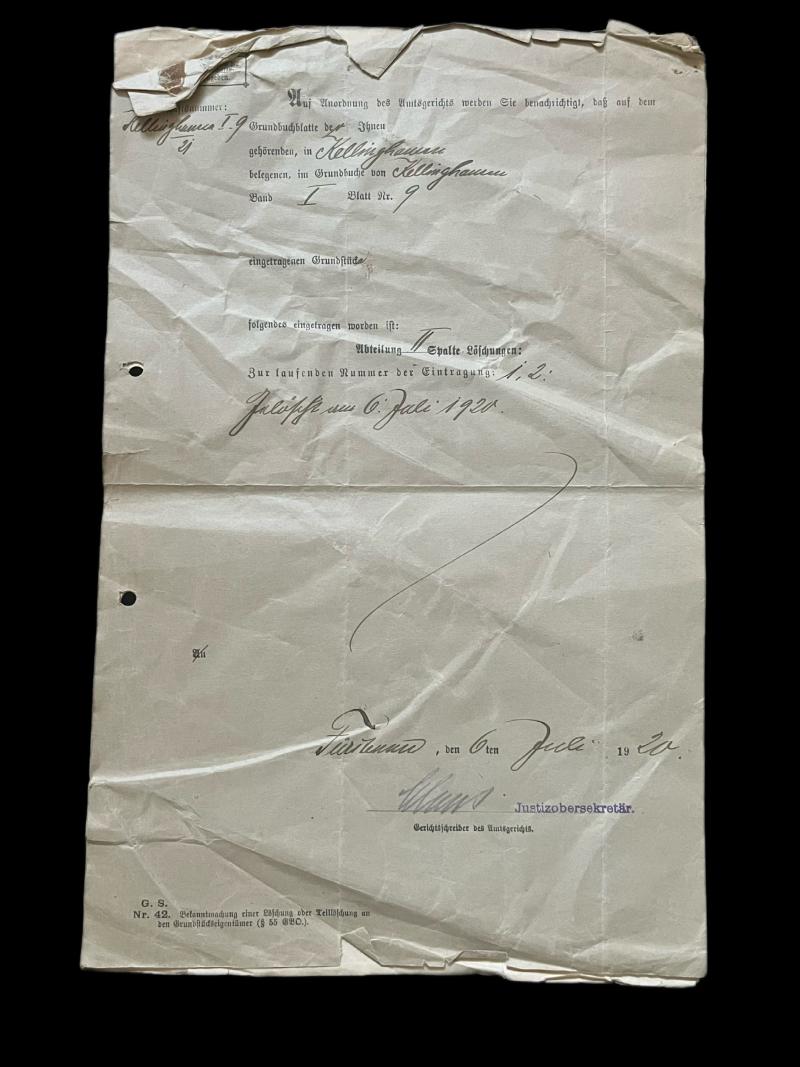 1920 DATED GERMAN DOCUMENT