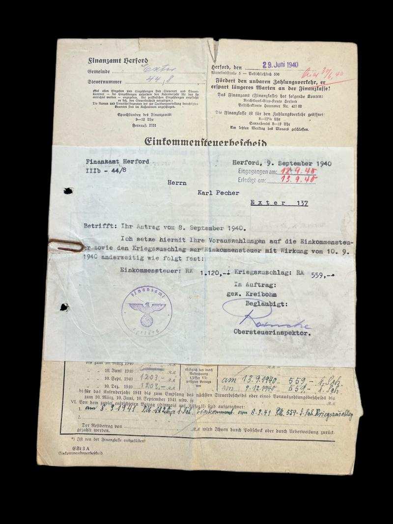 WW2 GERMAN TAX ASSESSMENT