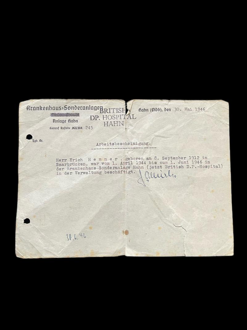 1946 DATED EMPLOYMENT CERTIFICATE