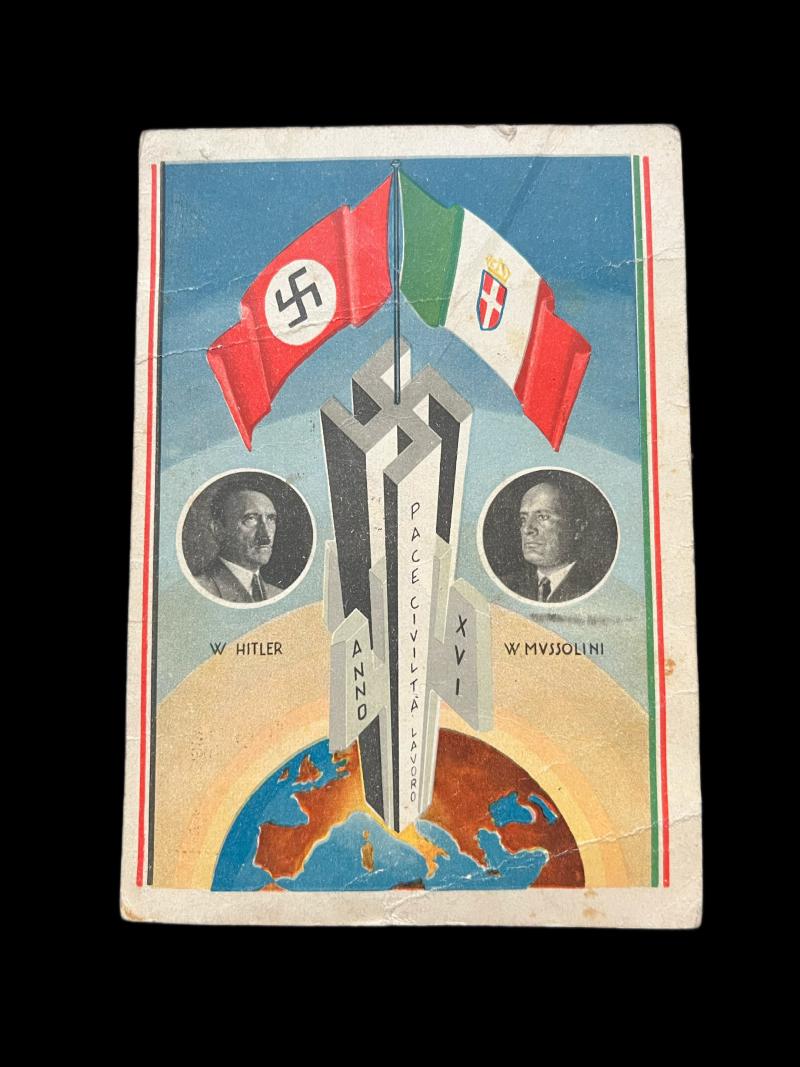 WW2 GERMAN HITLER & MUSSOLINI POSTCARD