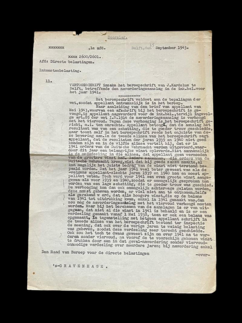 WW2 GERMAN TAX ASSESSMENT DOCUMENT