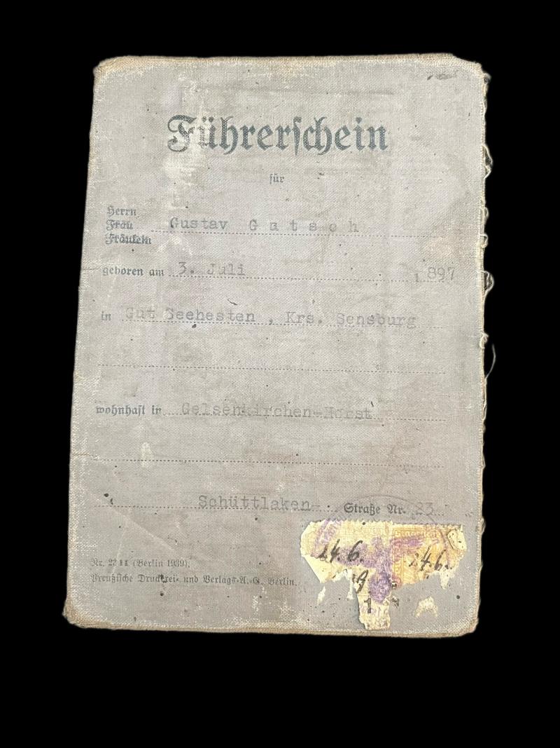WW2 GERMAN DRIVERS LICENCE